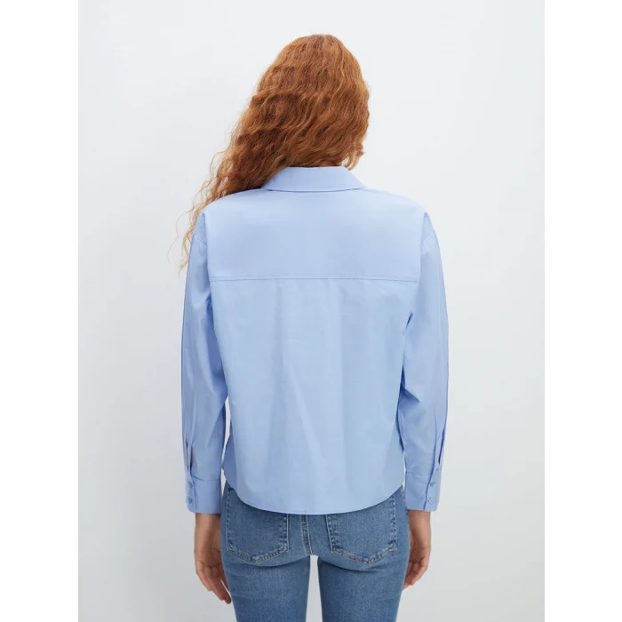 LCW Vision MAVİ Poplin Kadın Gömlek