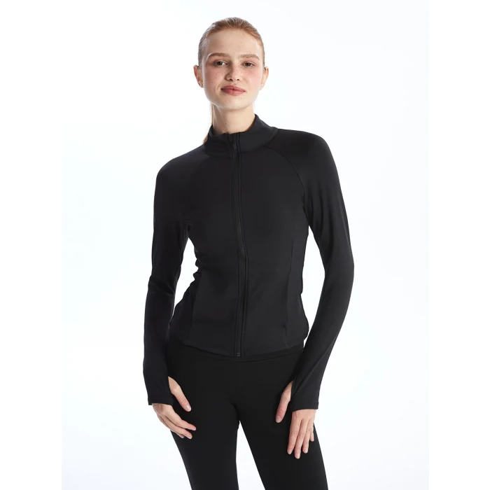 XSIDE ACTIVE SİYAH Kadın Dik Yaka Düz Fermuarlı Sweatshirt