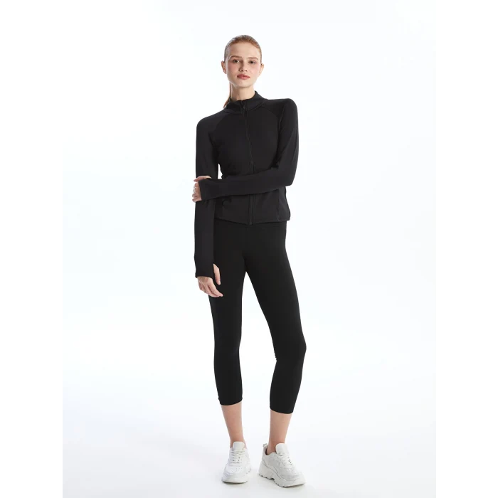 XSIDE ACTIVE SİYAH Kadın Dik Yaka Düz Fermuarlı Sweatshirt