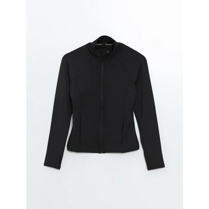 XSIDE ACTIVE SİYAH Kadın Dik Yaka Düz Fermuarlı Sweatshirt