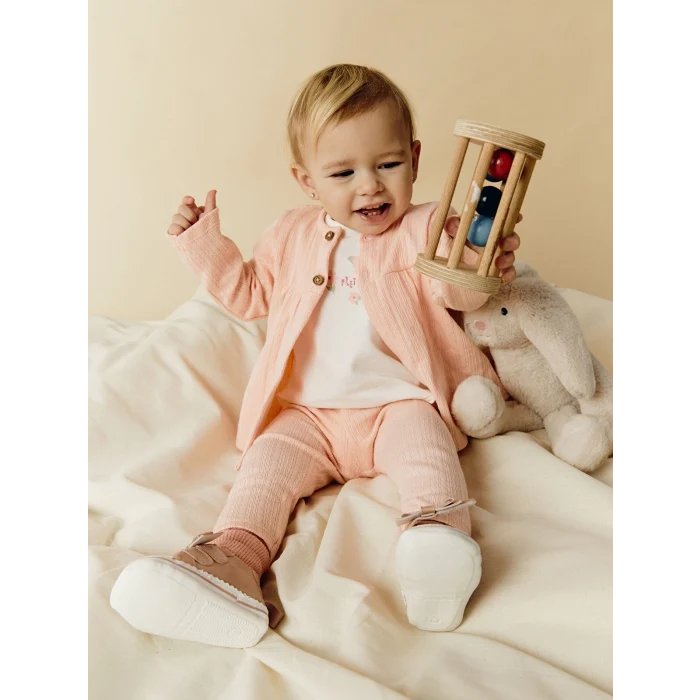 LCW baby PEMBE Bisiklet Yaka Kız Bebek Takım 3lü