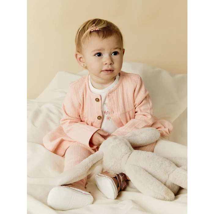 LCW baby PEMBE Bisiklet Yaka Kız Bebek Takım 3lü