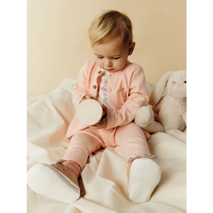 LCW baby PEMBE Bisiklet Yaka Kız Bebek Takım 3lü