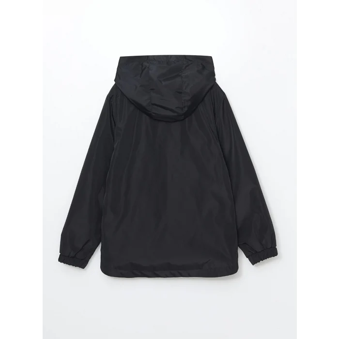 LCW Kids SİYAH Kapüşonlu Reflektör Detaylı Erkek Çocuk Mont