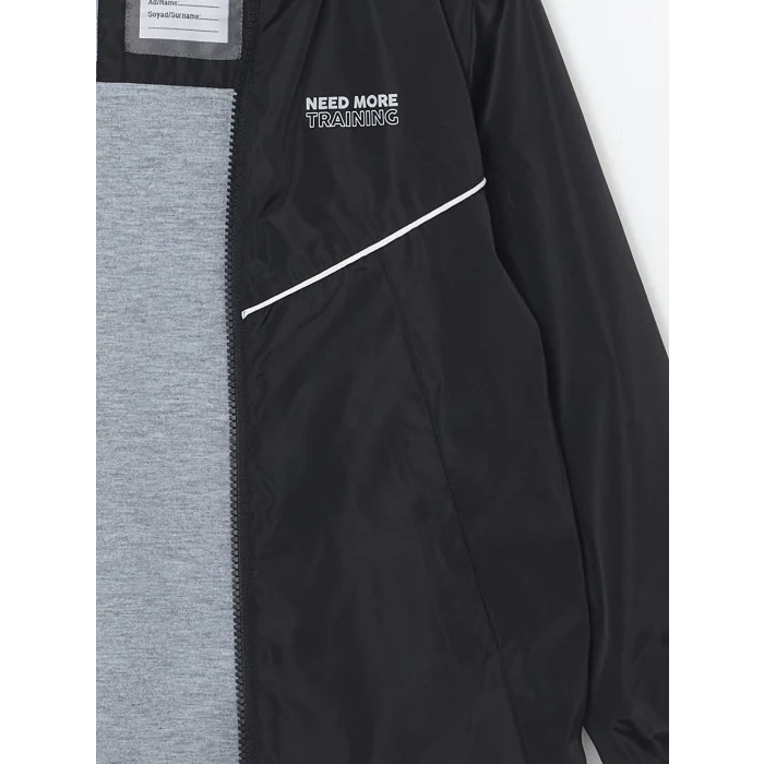 LCW Kids SİYAH Kapüşonlu Reflektör Detaylı Erkek Çocuk Mont