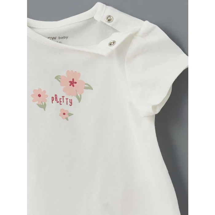 LCW baby PEMBE Bisiklet Yaka Kız Bebek Takım 3lü