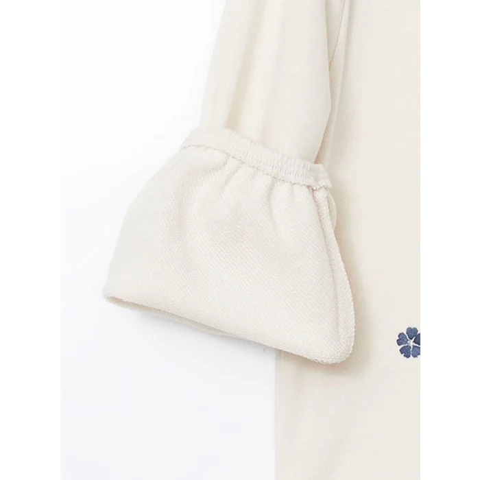 LCW Kids BEJ Bisiklet Yaka Çiçekli Kız Çocuk Sweatshirt ve Tayt Pantolon 2li