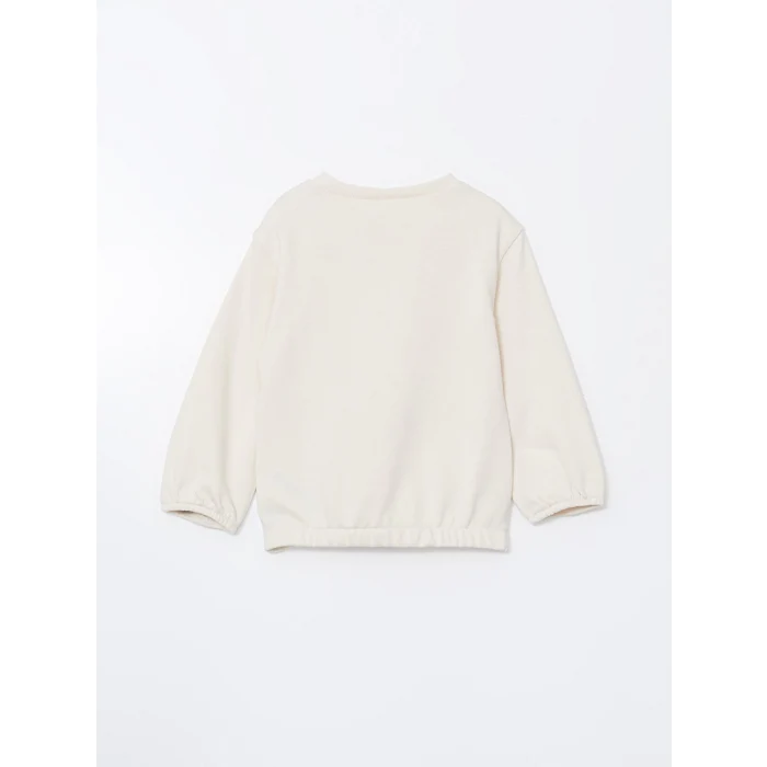 LCW Kids BEJ Bisiklet Yaka Çiçekli Kız Çocuk Sweatshirt ve Tayt Pantolon 2li