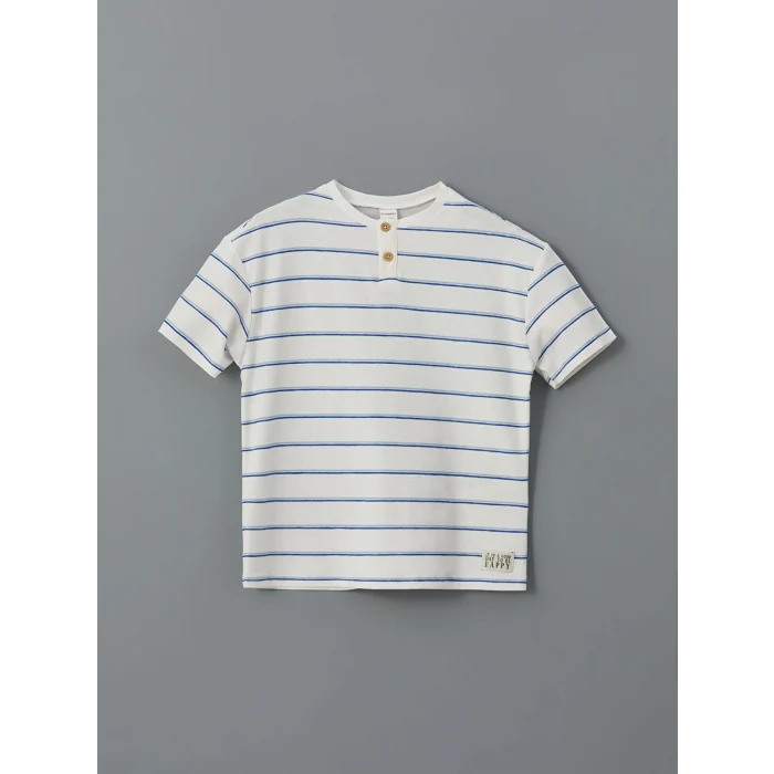 LCW Kids EKRU Çizgili Erkek Çocuk Tişört ve Pantolon 2li