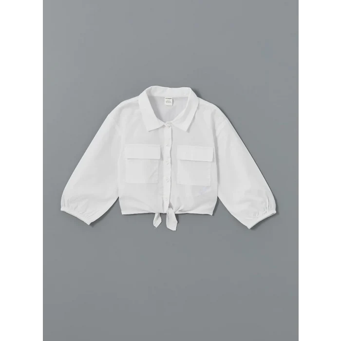 LCW Kids BEYAZ Uzun Kollu Basic Kız Çocuk Gömlek