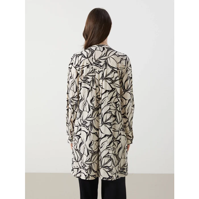 LCW Grace SİYAH Hakim Yaka Desenli Kadın Tunik