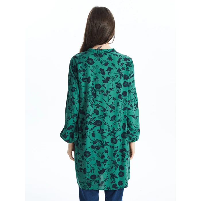 LCW Grace YEŞİL Bisiklet Yaka Çiçekli Kadın Tunik