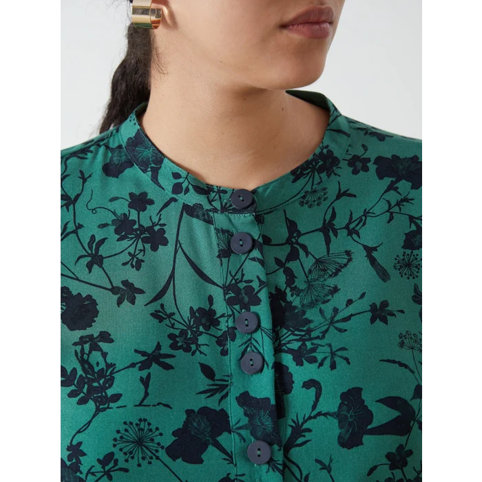 LCW Grace YEŞİL Bisiklet Yaka Çiçekli Kadın Tunik