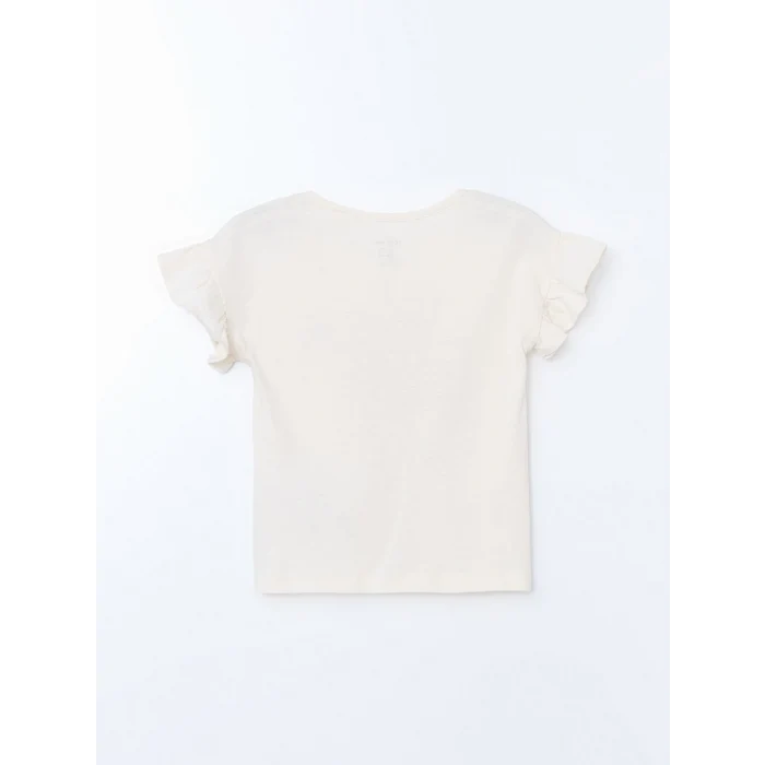 LCW baby BEJ Bisiklet Yaka Baskılı Kız Bebek Pijama Takımı