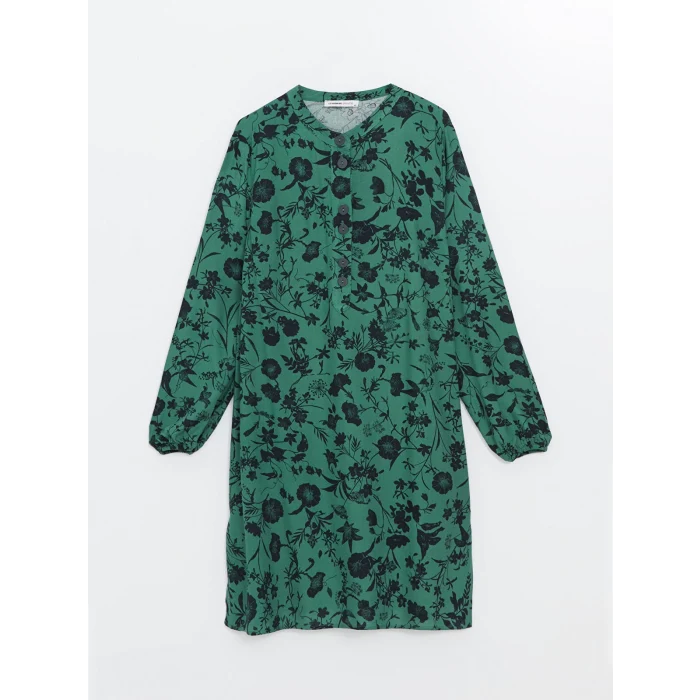 LCW Grace YEŞİL Bisiklet Yaka Çiçekli Kadın Tunik