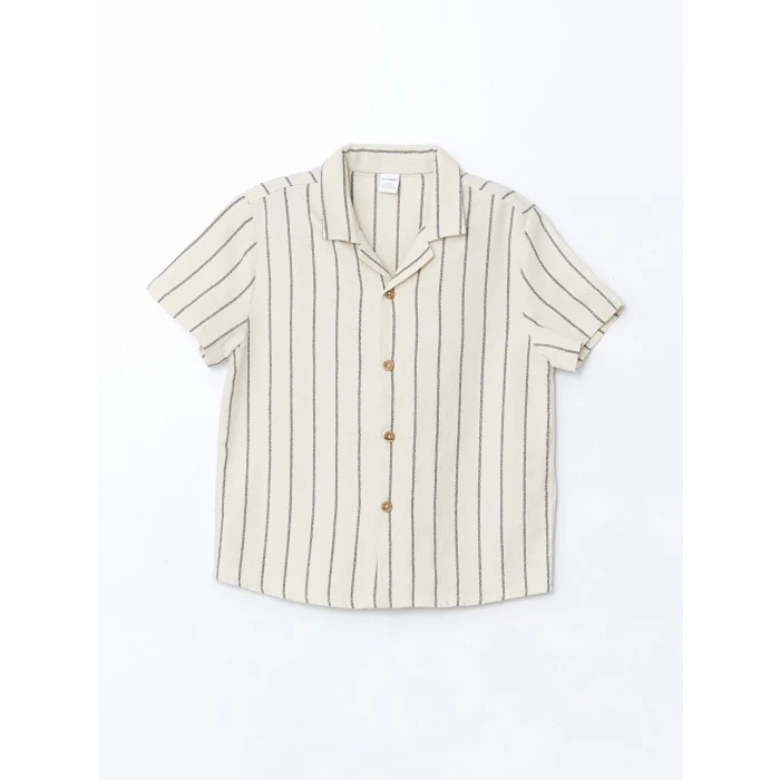 LCW Kids BEJ Resort Yaka Çizgili Erkek Çocuk Gömlek ve Pantolon 2li