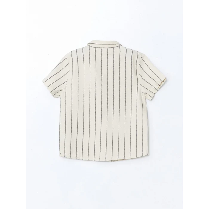 LCW Kids BEJ Resort Yaka Çizgili Erkek Çocuk Gömlek ve Pantolon 2li