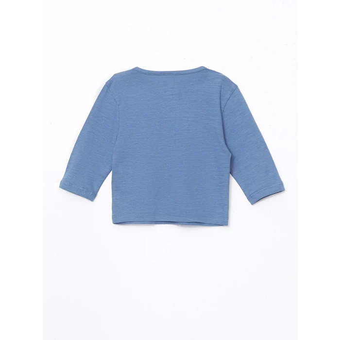 LCW baby MAVİ Bisiklet Yaka Basic Erkek Bebek Tişört ve Pantolon 2li