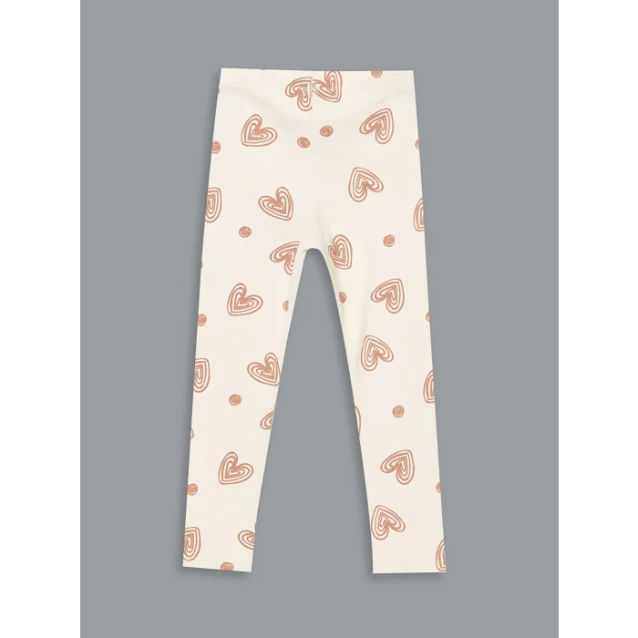 LCW Kids EKRU Bisiklet Yaka Kız Çocuk Bluz ve Tayt 2li