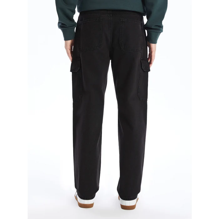 XSIDE SİYAH Baggy Fit Erkek Kargo Jean Pantolon