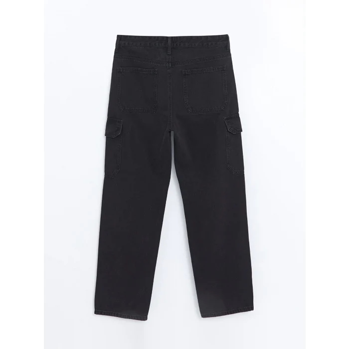 XSIDE SİYAH Baggy Fit Erkek Kargo Jean Pantolon
