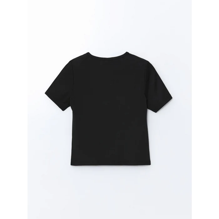 LCW Kids SİYAH Bisiklet Yaka Kız Çocuk Tişört ve Tayt