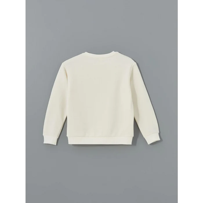 LCW Kids EKRU Bisiklet Yaka Çiçekli Kız Bebek Sweatshirt ve Tayt 2li