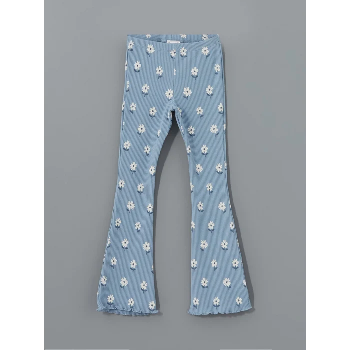 LCW Kids EKRU Bisiklet Yaka Çiçekli Kız Bebek Sweatshirt ve Tayt 2li