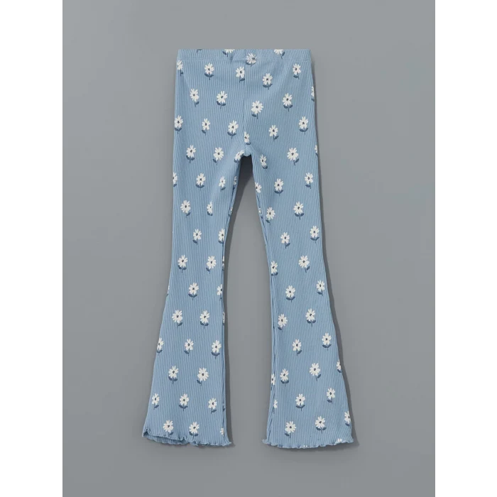 LCW Kids EKRU Bisiklet Yaka Çiçekli Kız Bebek Sweatshirt ve Tayt 2li