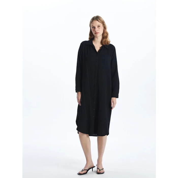 LCWAIKIKI Classic SİYAH Dokulu Kadın Gömlek Elbise