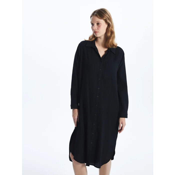 LCWAIKIKI Classic SİYAH Dokulu Kadın Gömlek Elbise