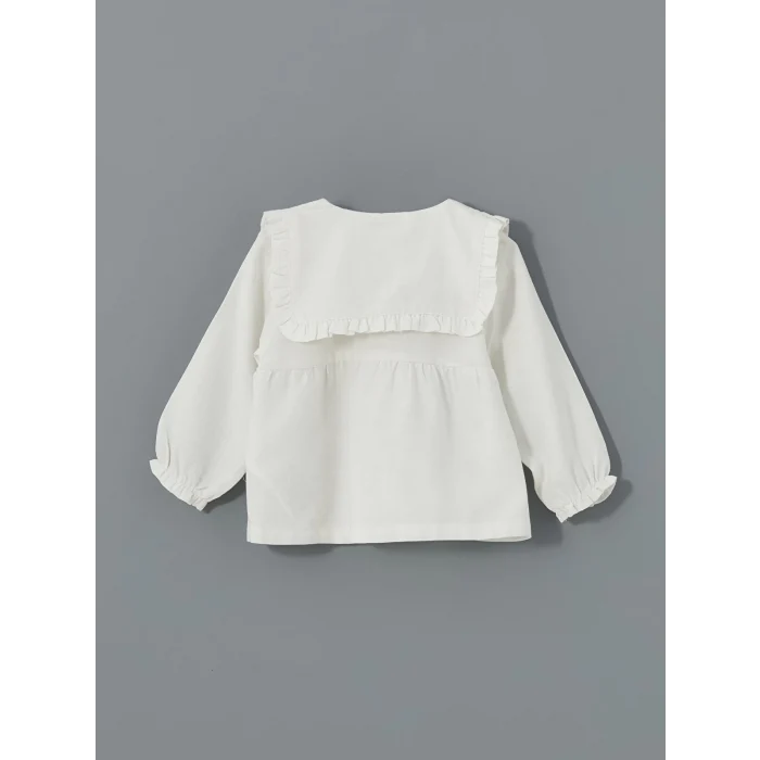 LCW baby EKRU Bisiklet Yaka Nakışlı Kız Bebek Gömlek ve Tayt 2li