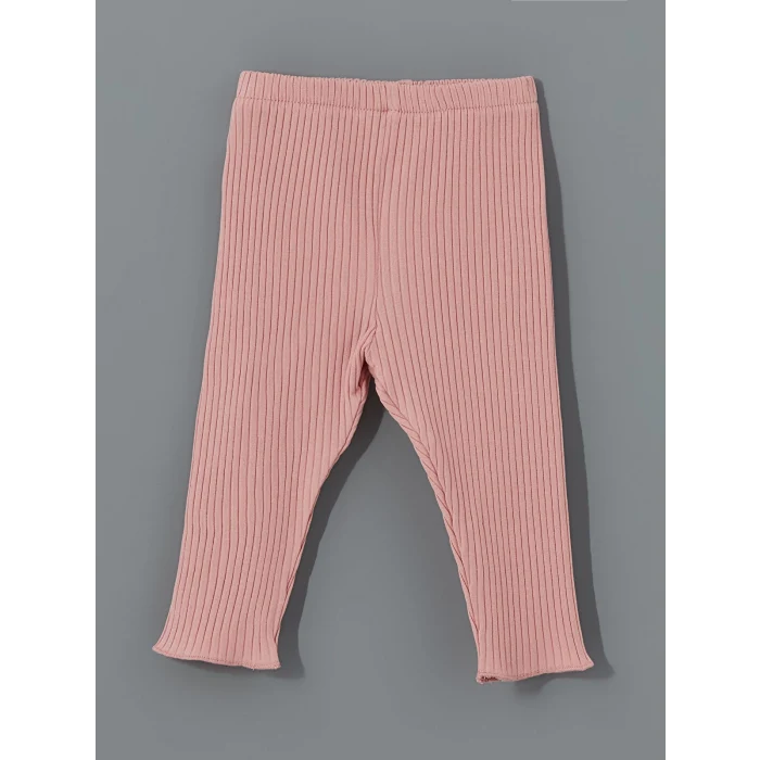 LCW baby EKRU Bisiklet Yaka Nakışlı Kız Bebek Gömlek ve Tayt 2li