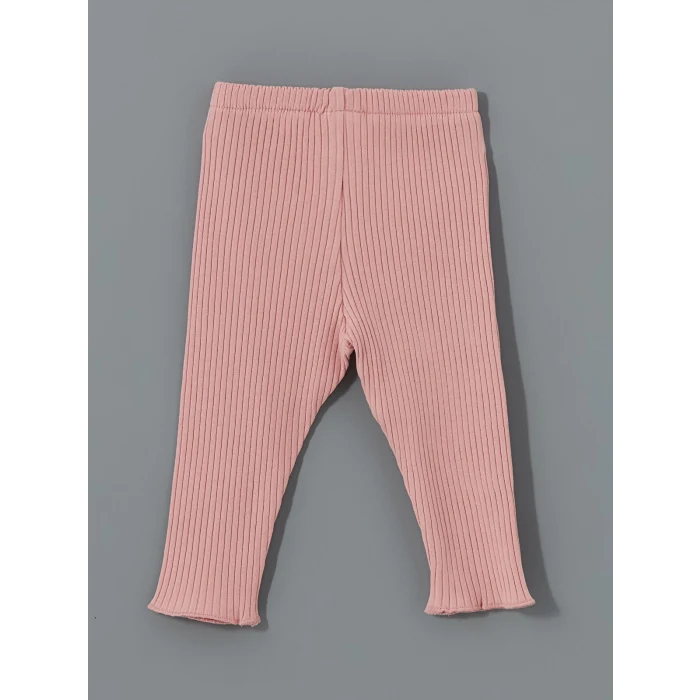 LCW baby EKRU Bisiklet Yaka Nakışlı Kız Bebek Gömlek ve Tayt 2li