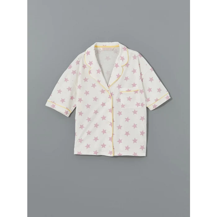 LCW DREAM LİLA Gömlek Yaka Baskılı Kadın Pijama Takımı