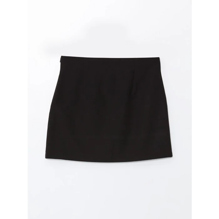 LCW Vision SİYAH Beli Fermuarlı Kadın Pileli Etek