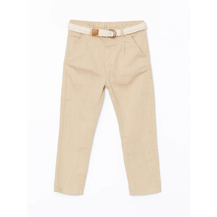 LCW Kids BEJ Beli Ayarlanabilir Gabardin Erkek Çocuk Pantolon