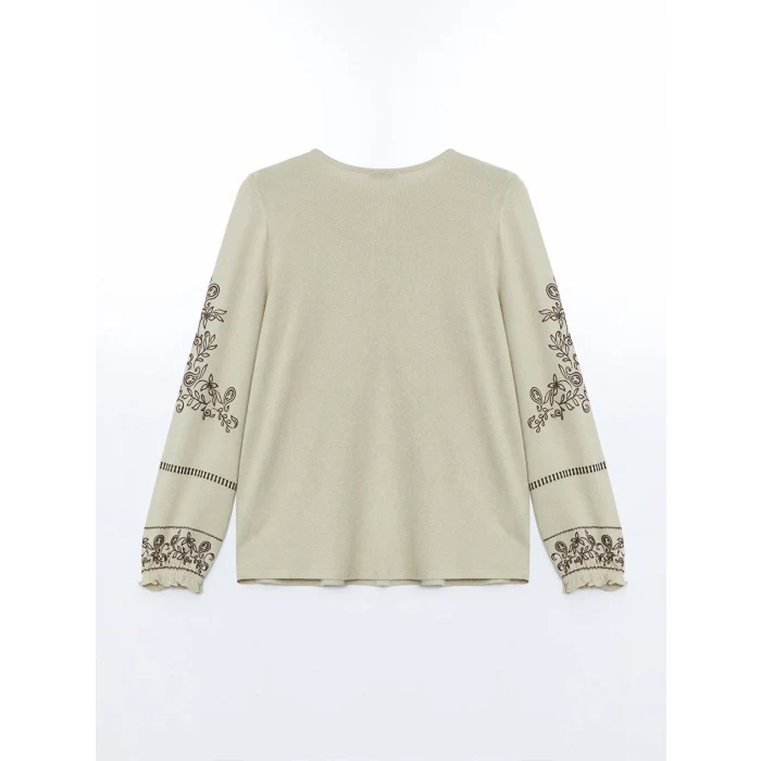 LCW Grace BEJ Bisiklet Yaka Nakışlı Kadın Bluz