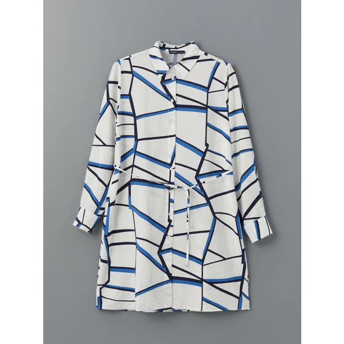 LCWAIKIKI Classic İNDİGO Desenli Kadın Gömlek Tunik