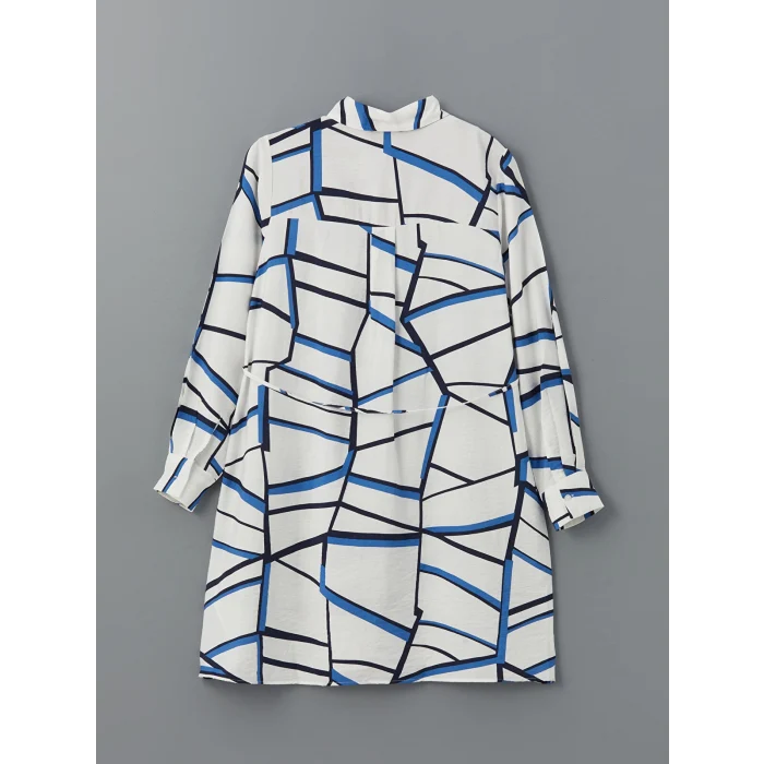 LCWAIKIKI Classic İNDİGO Desenli Kadın Gömlek Tunik