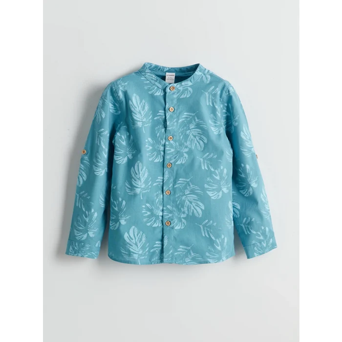 LCW Kids YEŞİL Hakim Yaka Baskılı Erkek Çocuk Gömlek