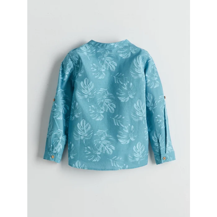 LCW Kids YEŞİL Hakim Yaka Baskılı Erkek Çocuk Gömlek