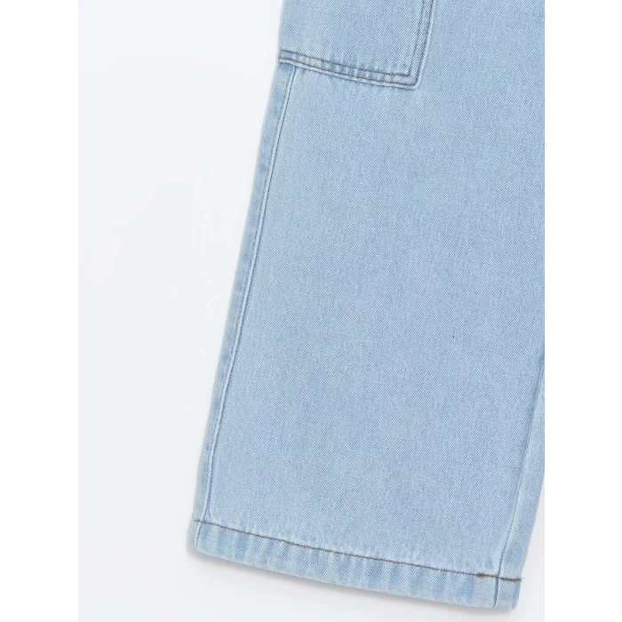 LCW Kids İNDİGO Beli Lastikli Kız Çocuk Kargo Jean Pantolon
