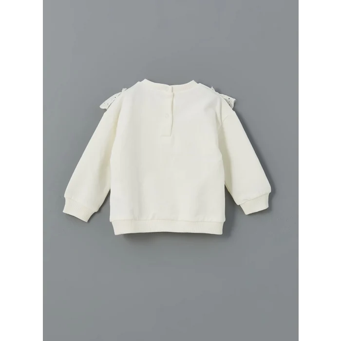 LCW baby EKRU Bisiklet Yaka Kız Bebek Sweatshirt ve Tayt 2li