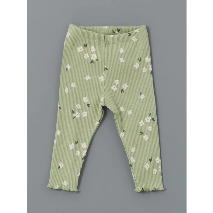 LCW baby EKRU Bisiklet Yaka Kız Bebek Sweatshirt ve Tayt 2li