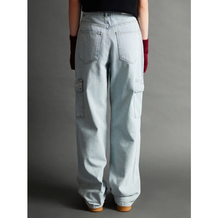 XSIDE MAVİ Wideleg Kadın Kargo Jean Pantolon