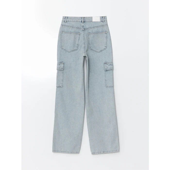 XSIDE MAVİ Wideleg Kadın Kargo Jean Pantolon
