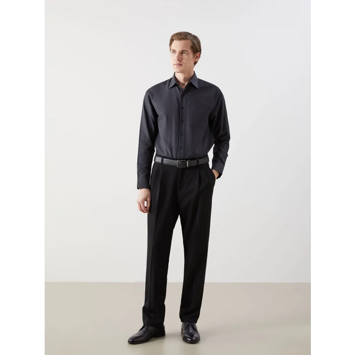 LCWAIKIKI Formal ANTRASİT Regular Fit Uzun Kollu Armürlü Erkek Gömlek