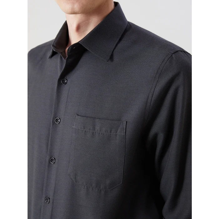 LCWAIKIKI Formal ANTRASİT Regular Fit Uzun Kollu Armürlü Erkek Gömlek