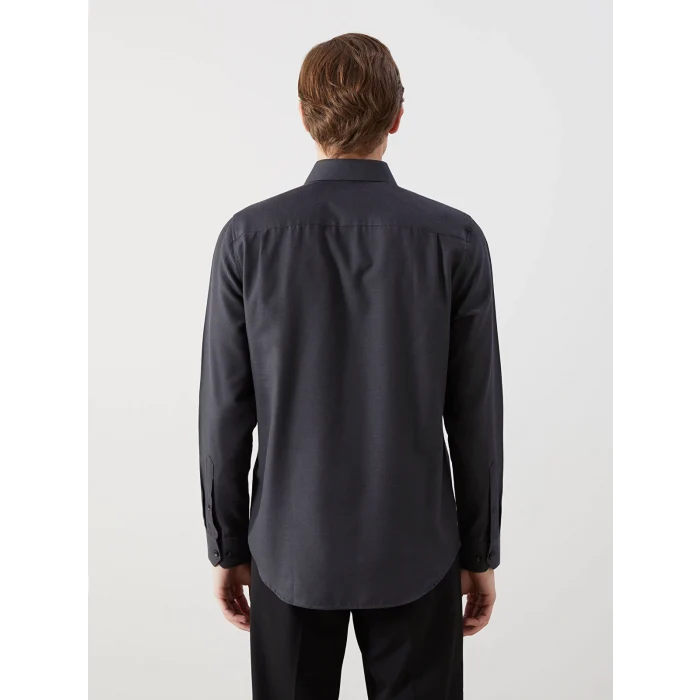 LCWAIKIKI Formal ANTRASİT Regular Fit Uzun Kollu Armürlü Erkek Gömlek